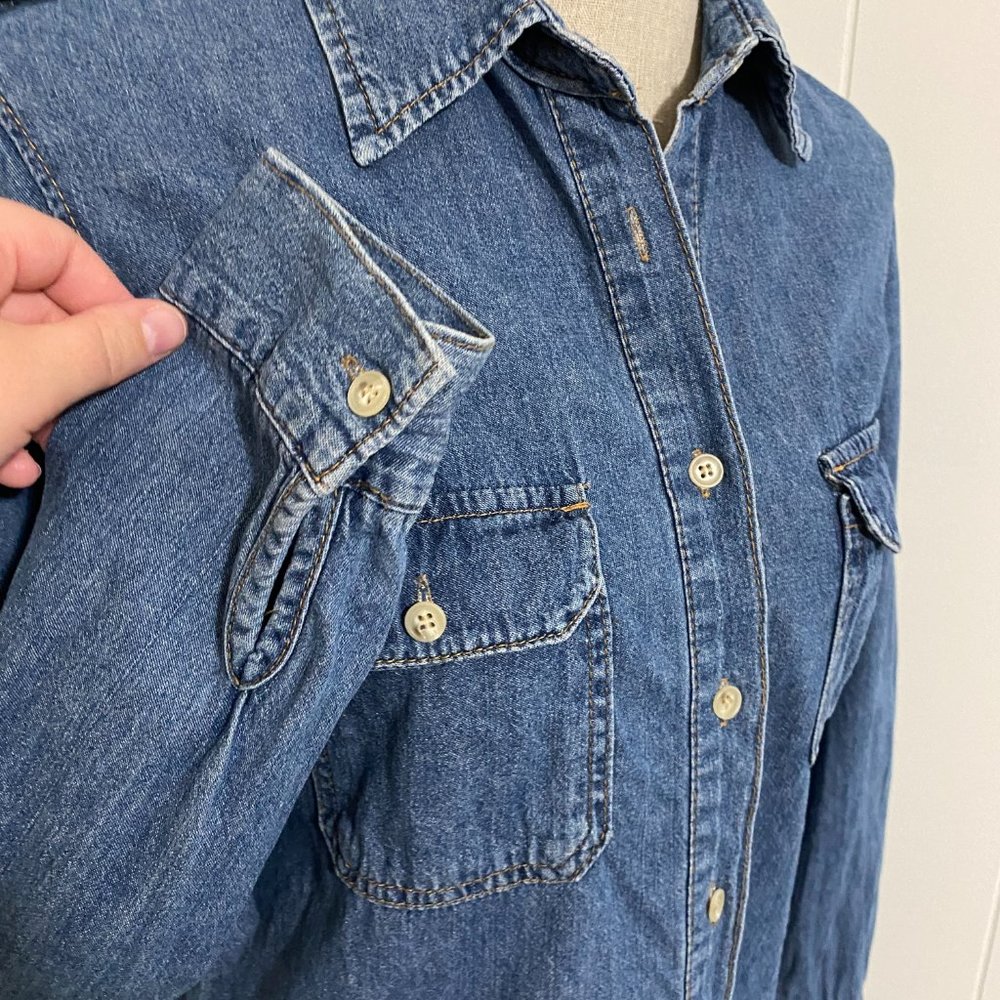 Selvage Women's Denim Chambray Shirt Button Down Long Sleeve Western Size XS/S - Picture 4 of 10